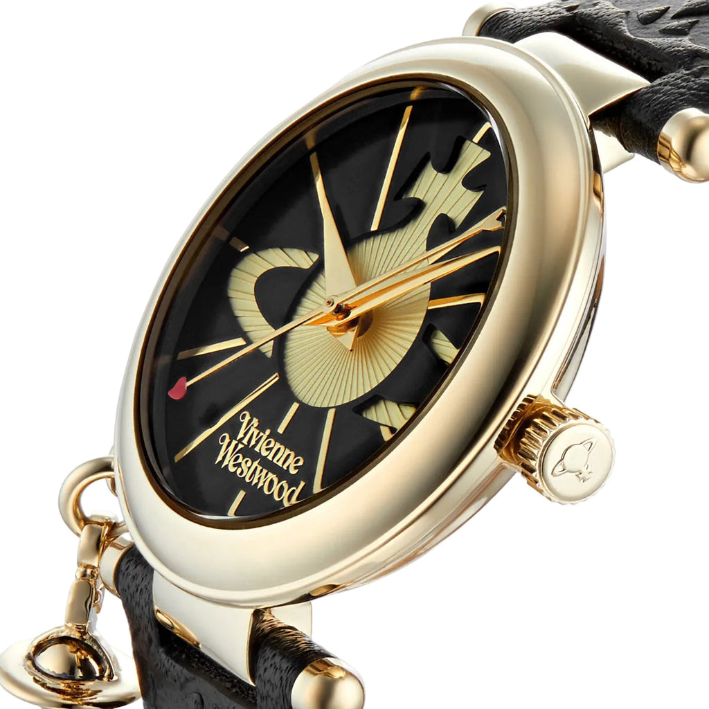 Vivienne Westwood Orb II 32mm Black Dial Leather Ladies Quartz Watch VV006BKGD