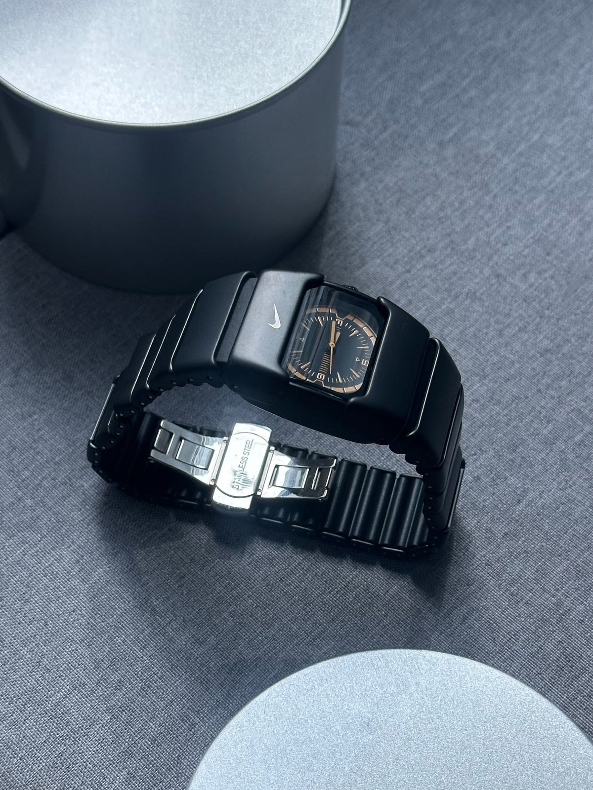 Nike D-Line Matte Black Analogue Watch with Orange Dial | Rare Collectible | Unisex Retro Sports Timepiece