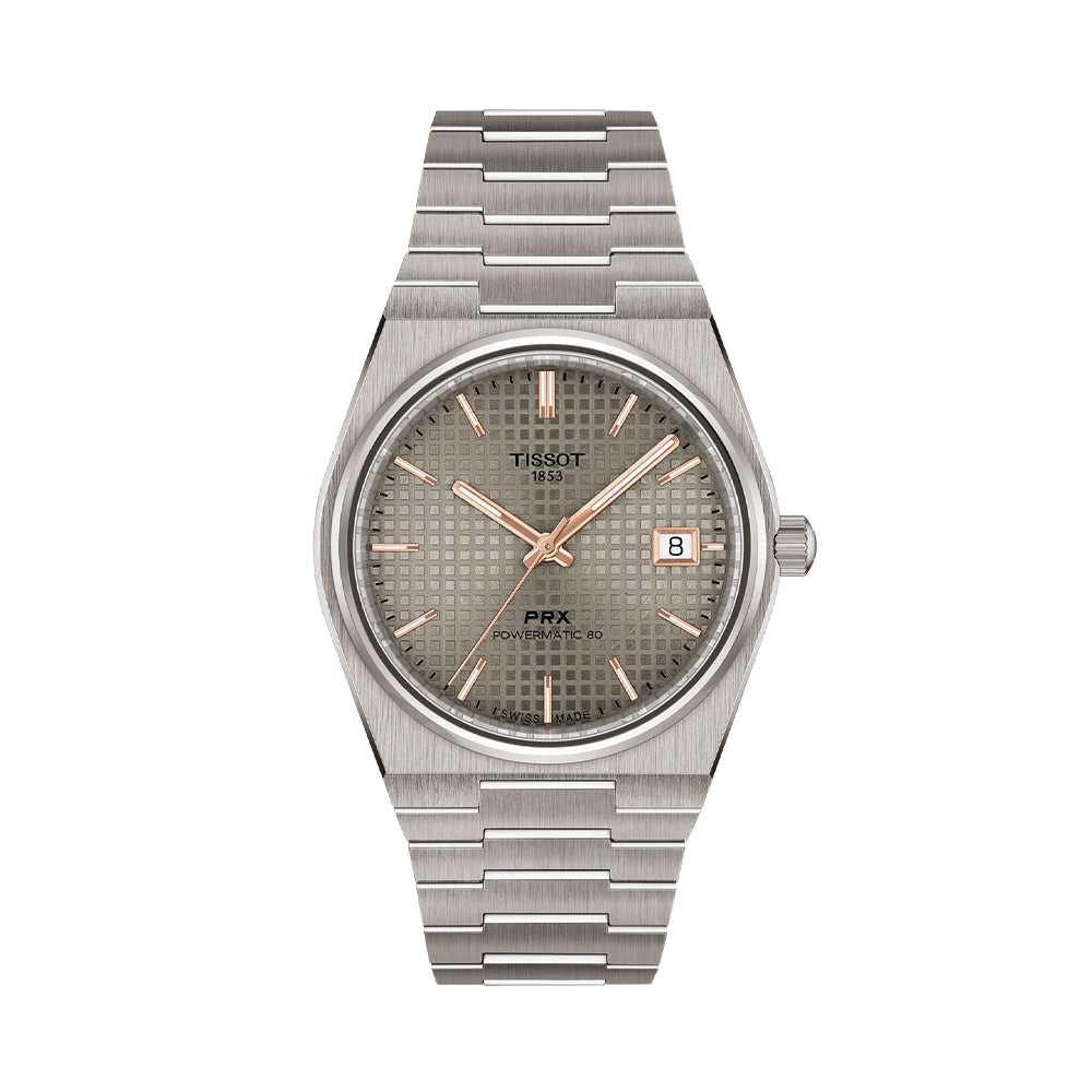 PRX Powermatic 80 Titanium 38mm - Anthracite w/ Rose Gold Colored Accents on Bracelet