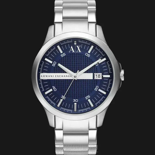 Armani Exchange Hampton AX2132 Men's Chronograph – Blue Dial with Silver Stainless Steel Bracelet