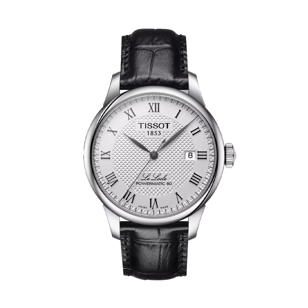 Le Locle Powermatic 80 39.3mm - Silver on Leather Strap