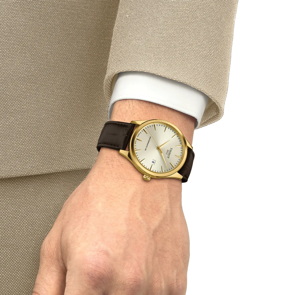 Classic Dream Yellow Gold PVD 40mm - Ivory Gold on Leather Strap