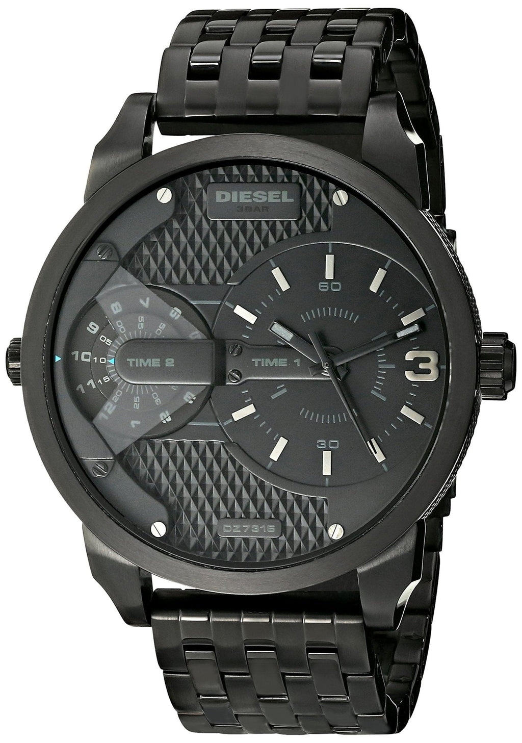 Diesel DZ7316 Mini Daddy Dual Time Men's Watch – Black Dial & Black Stainless Steel Strap