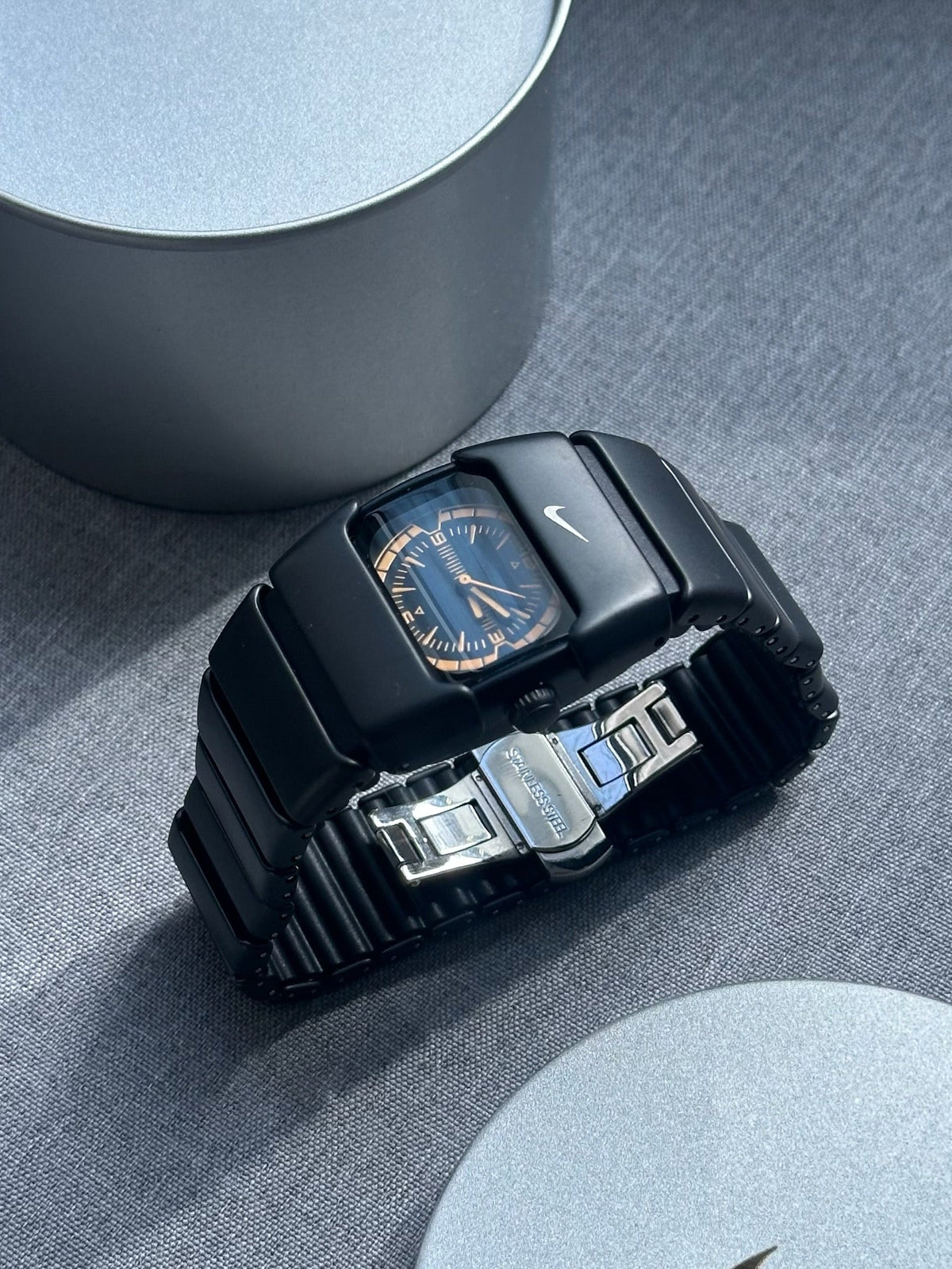 Nike D-Line Matte Black Analogue Watch with Orange Dial | Rare Collectible | Unisex Retro Sports Timepiece