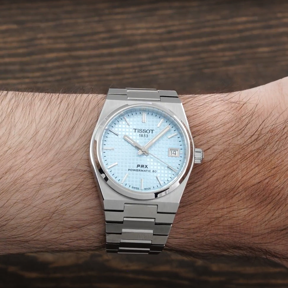 PRX "Glacier" Automatic Powermatic 80 35mm - Ice Blue on Bracelet