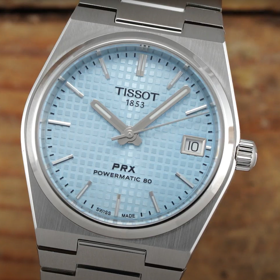 PRX "Glacier" Automatic Powermatic 80 35mm - Ice Blue on Bracelet