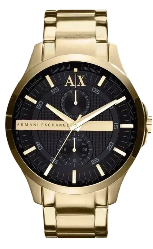 Armani Exchange Hampton AX2122 Men's Chronograph Watch – Black Dial with Gold Stainless Steel Strap