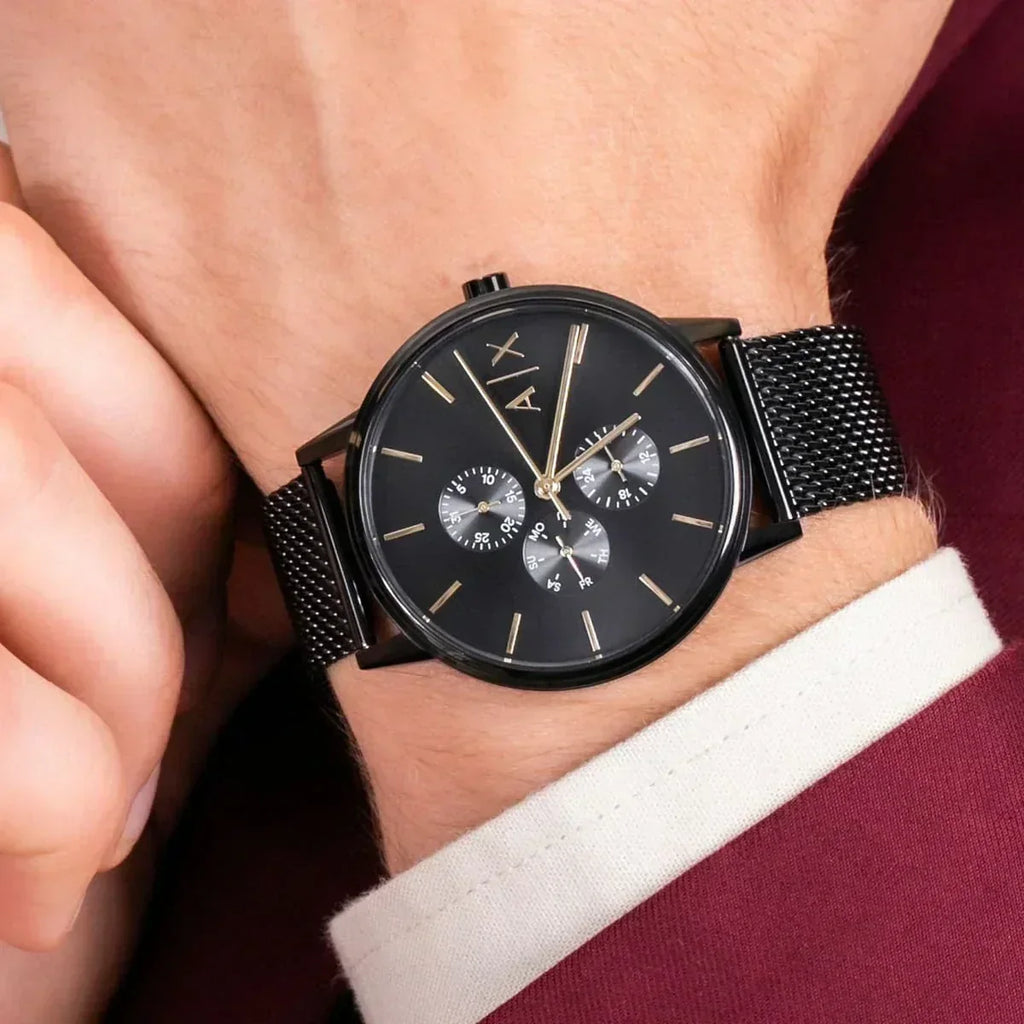 Armani Exchange Cayde AX2716 Men's Chronograph – Black Dial with Black Mesh Stainless Steel Strap