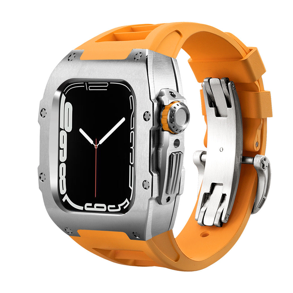 RM Series Fluororubber Band Stainless Steel Case Retrofit Kit For Apple Watch