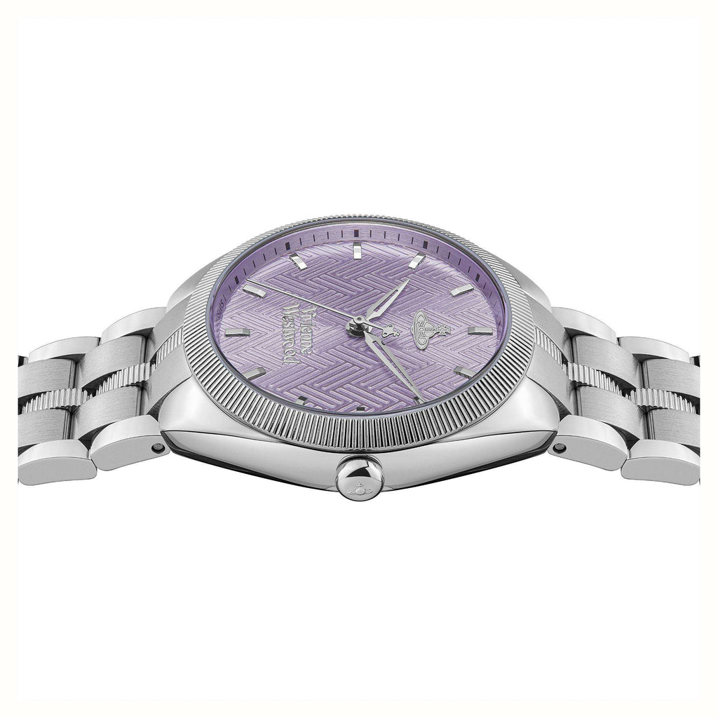 Vivienne Westwood The Mews Purple Dial Stainless Steel Bracelet Ladies Watch VV281PPSL