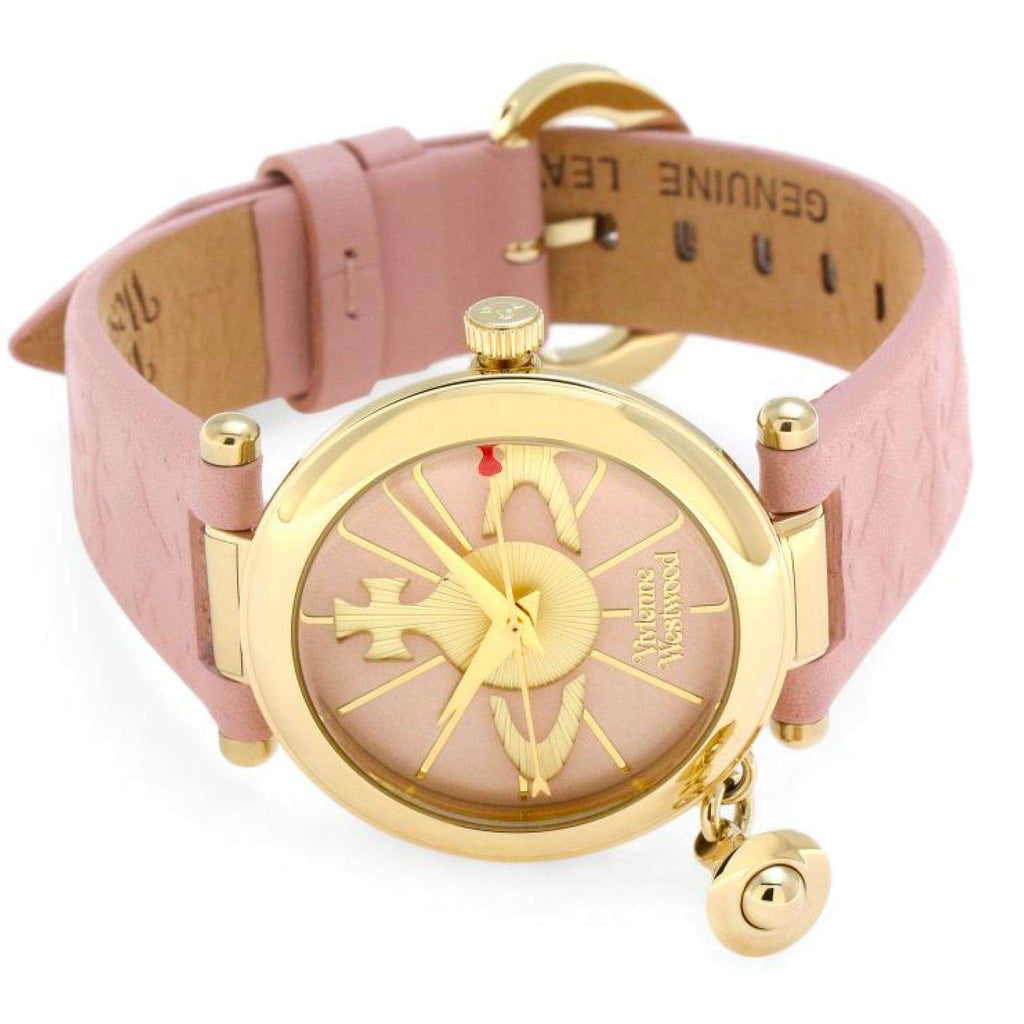 Vivienne Westwood Orb II 32mm Pink Dial Leather Ladies Quartz Watch VV006PKPK