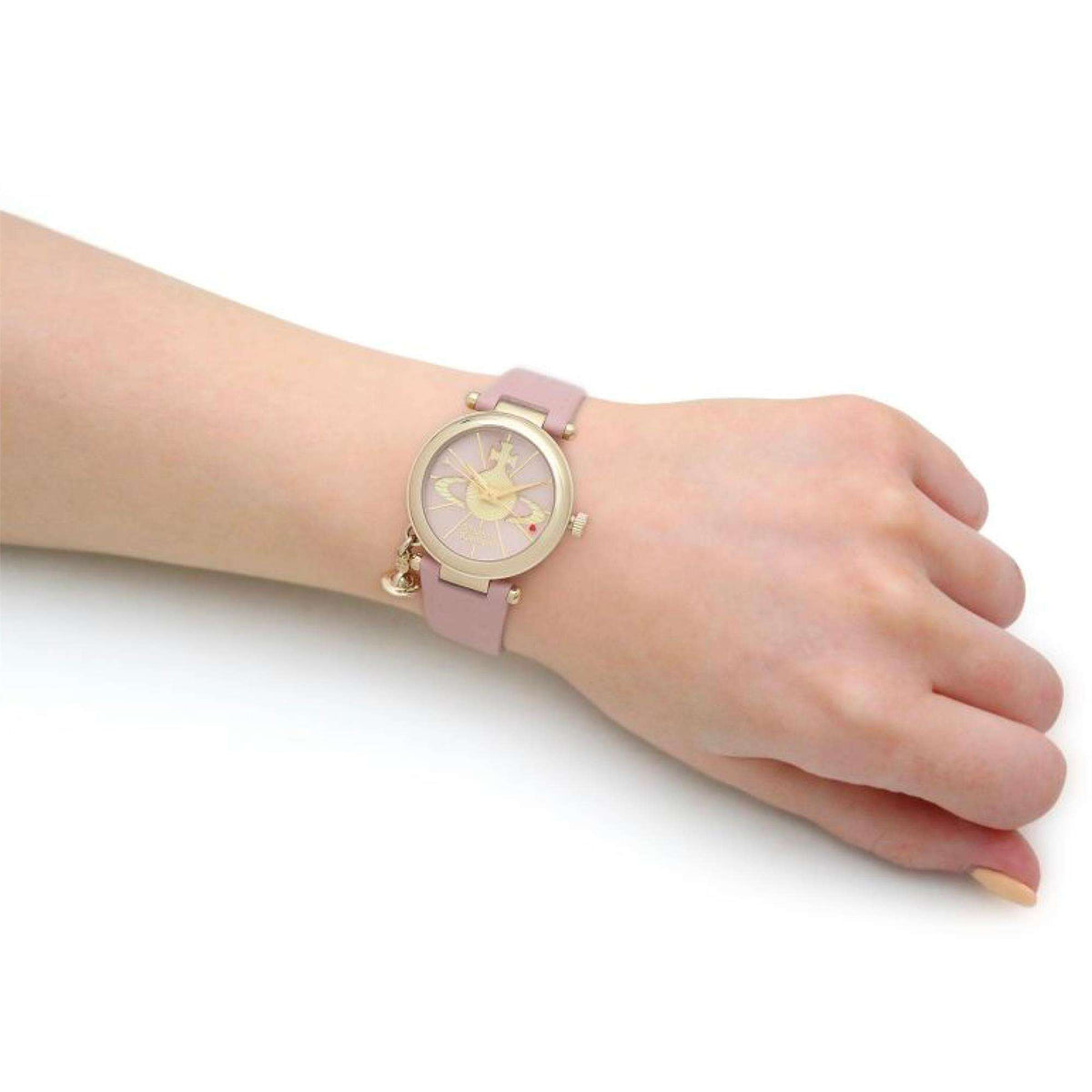 Vivienne Westwood Orb II 32mm Pink Dial Leather Ladies Quartz Watch VV006PKPK