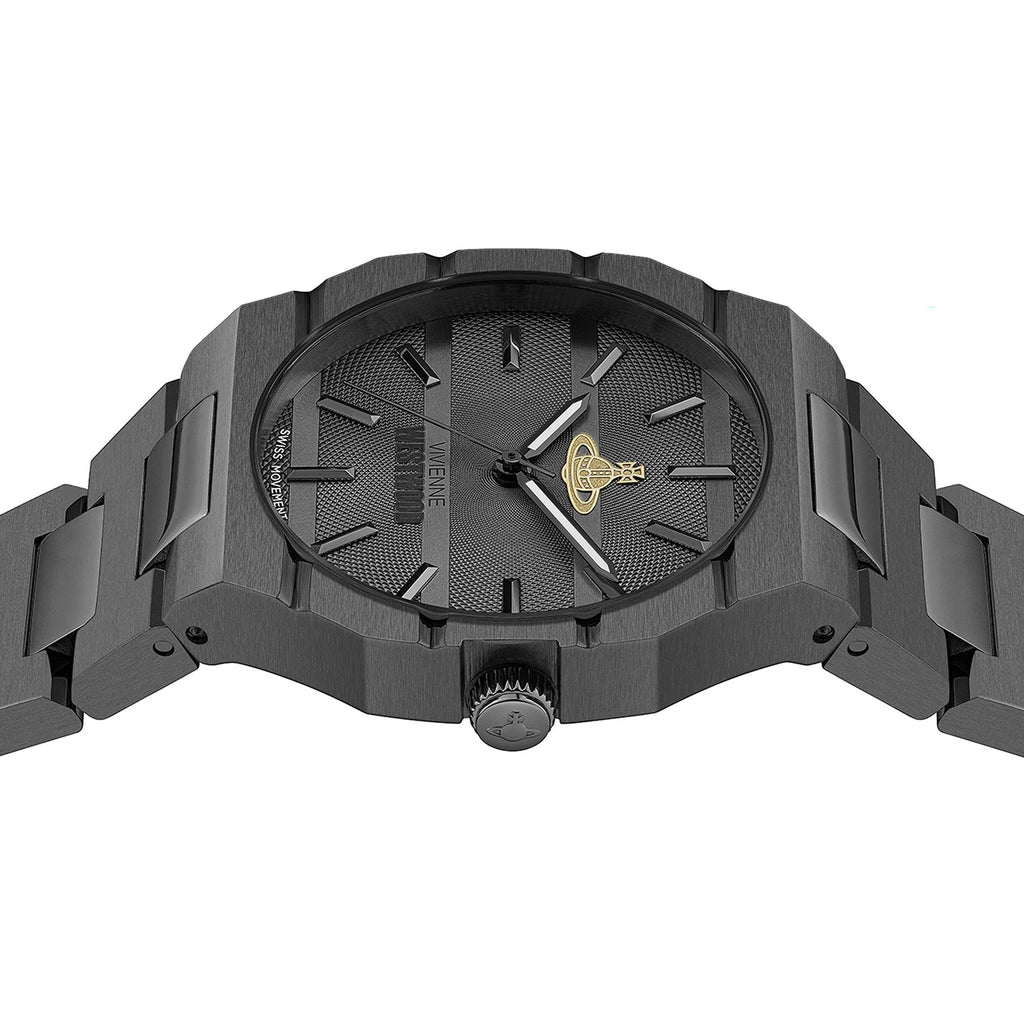 Vivienne Westwood The Bank 37mm Black Dial Steel Quartz Watch VV294GYGN