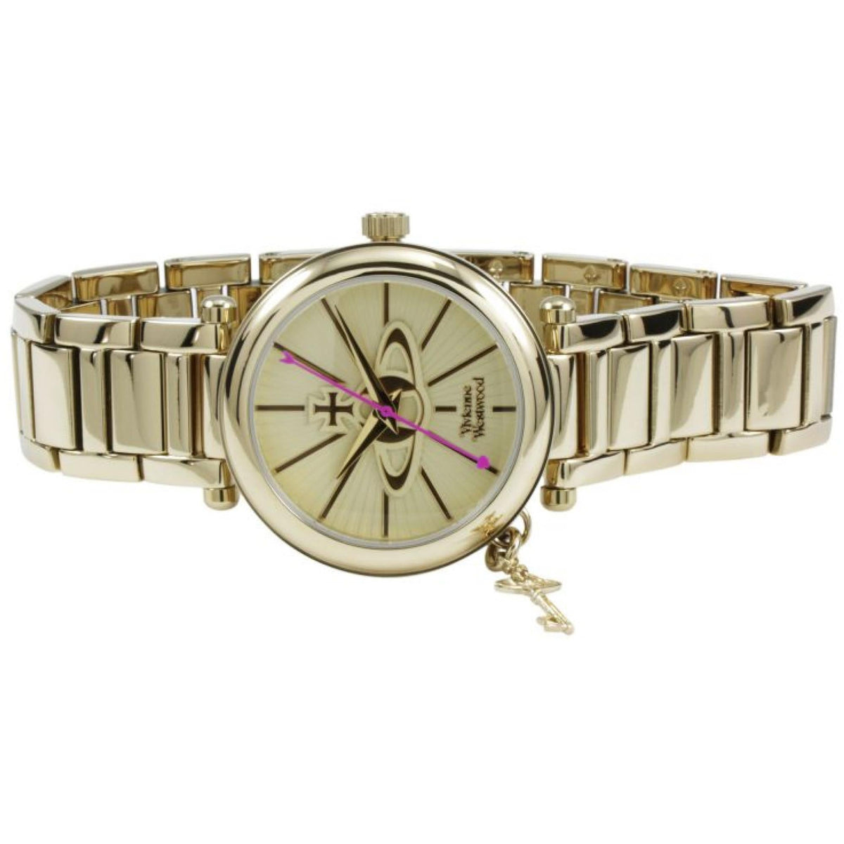 Vivienne Westwood Kensington II 32mm Gold Dial Steel Ladies Quartz Watch VV006KGD